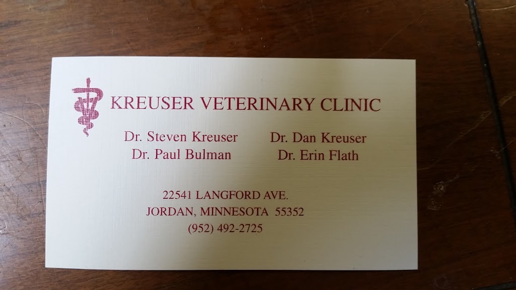 Kreuser Veterinary Clinic | 22541 Langford Ave, Jordan, MN 55352, USA | Phone: (952) 492-2725