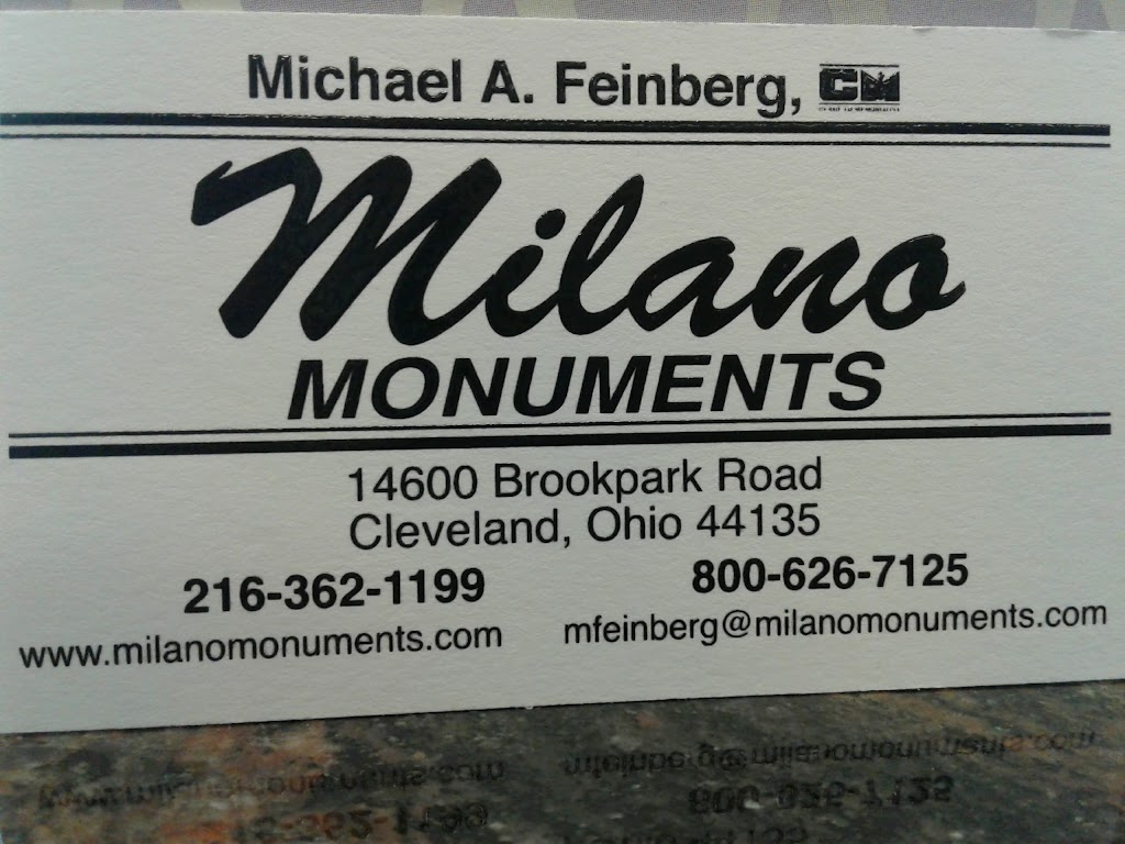 Milano Monuments | 14600 Brookpark Rd, Cleveland, OH 44135, USA | Phone: (216) 362-1199