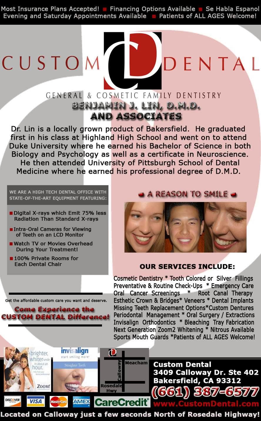 Dr. Benjamin J. Lin, DMD | 3409 Calloway Dr UNIT 402, Bakersfield, CA 93312, USA | Phone: (661) 387-6577