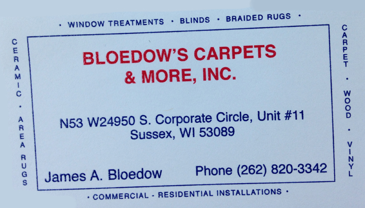 Bloedows Carpets & More, Inc. | N53W24950 S Corporate Cir Unit 11, Sussex, WI 53089, USA | Phone: (262) 820-3342