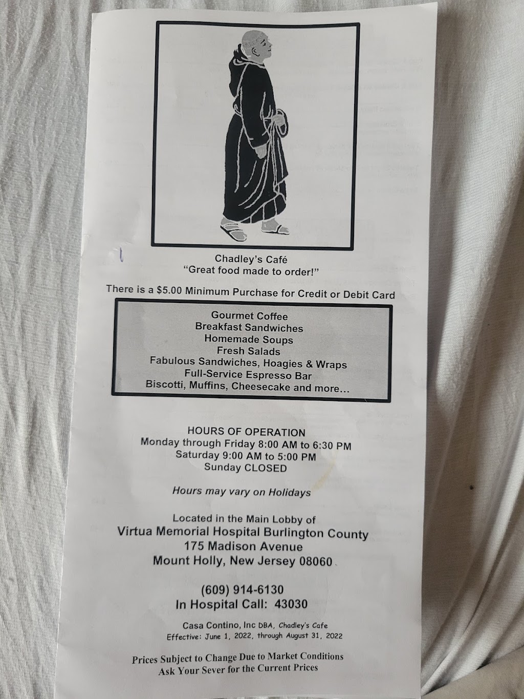 Chadleys Café | 166 Madison Ave, Mt Holly, NJ 08060, USA | Phone: (609) 914-6000