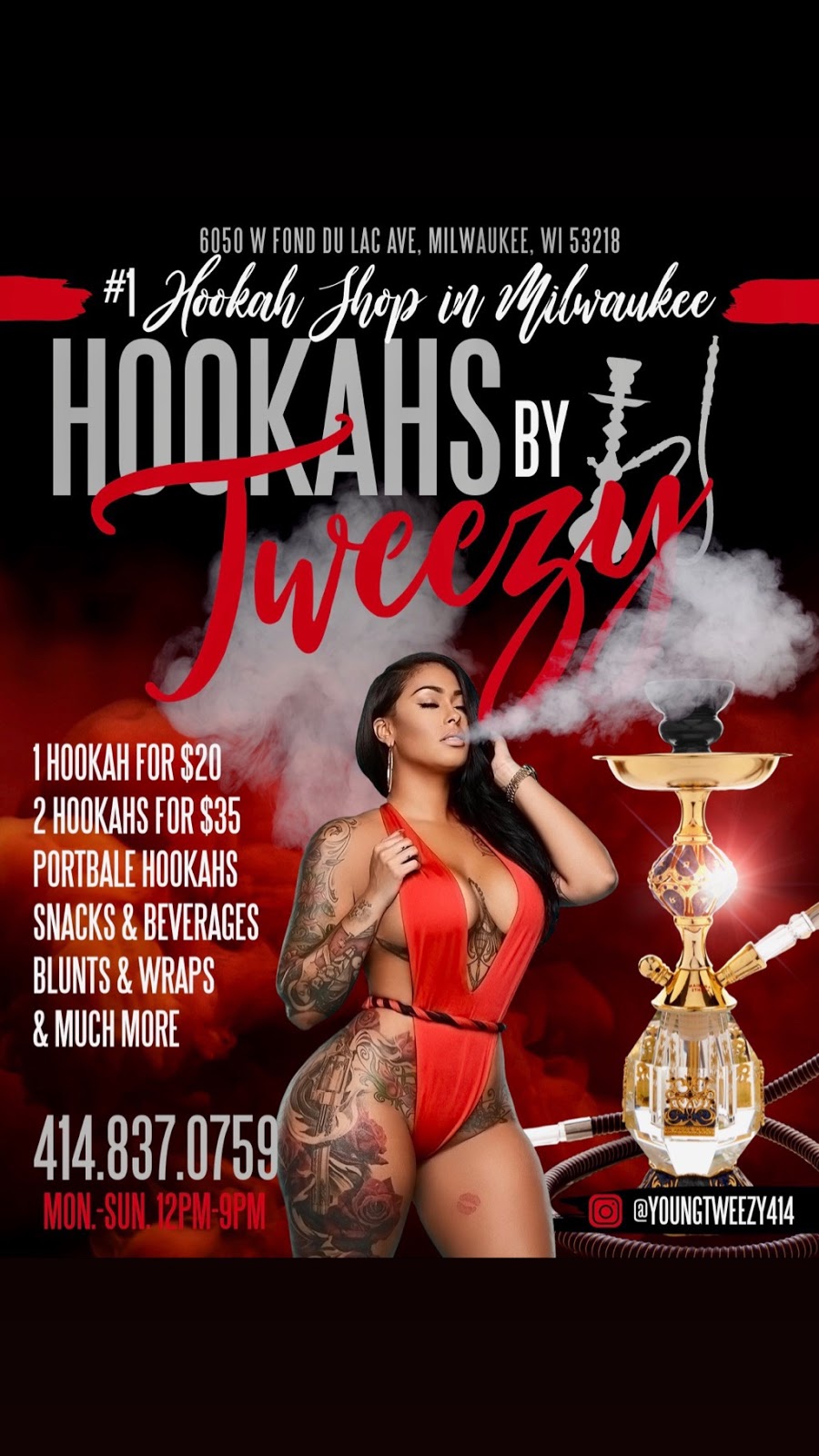 Hookahs By Tweezy | 6050 W Fond Du Lac Ave, Milwaukee, WI 53218, USA | Phone: (414) 837-0759