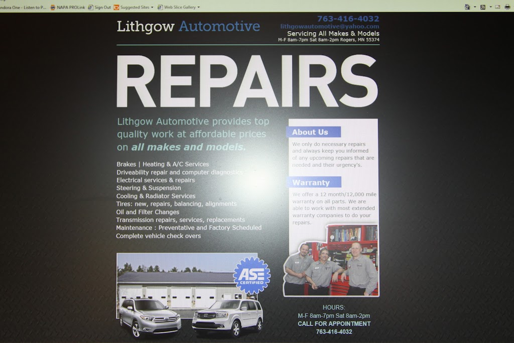 Lithgow Automotive | 20055 75th Ave N, Corcoran, MN 55340, USA | Phone: (763) 416-4032