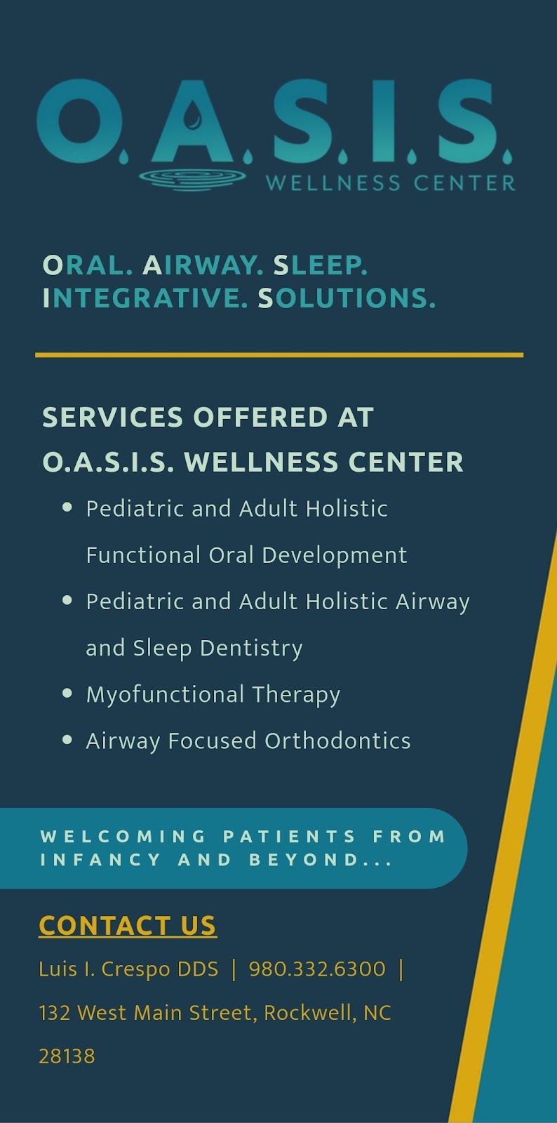 OASIS Wellness Center Functional Dentistry | 132 W Main St, Rockwell, NC 28138, USA | Phone: (980) 332-6300