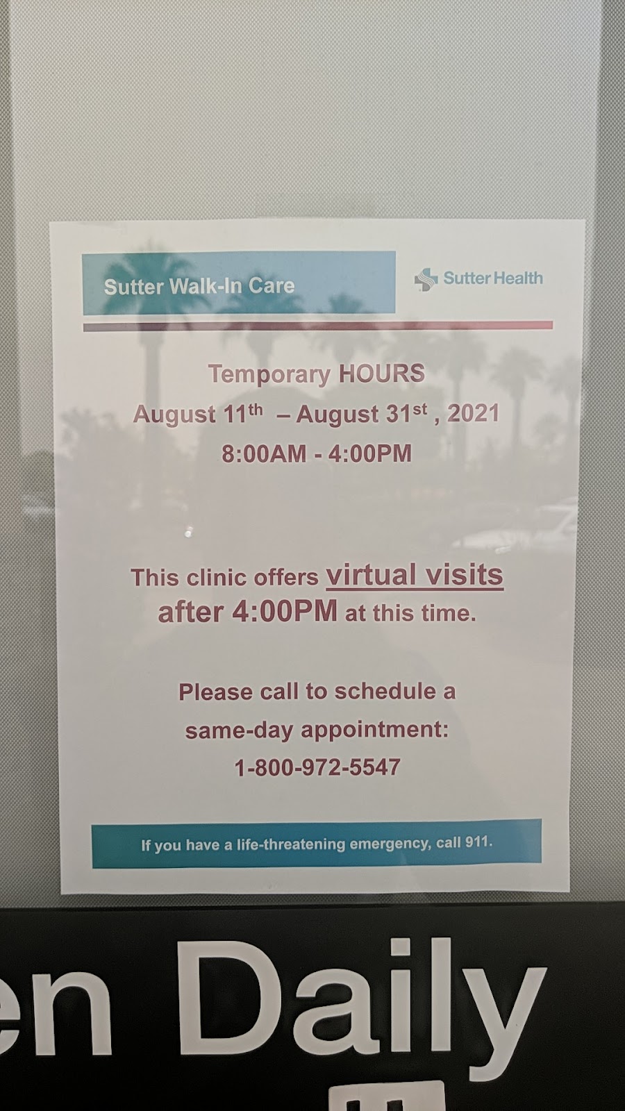 Sutter Walk-In Care - Folsom | 2766 E Bidwell St #600, Folsom, CA 95630, USA | Phone: (800) 972-5547