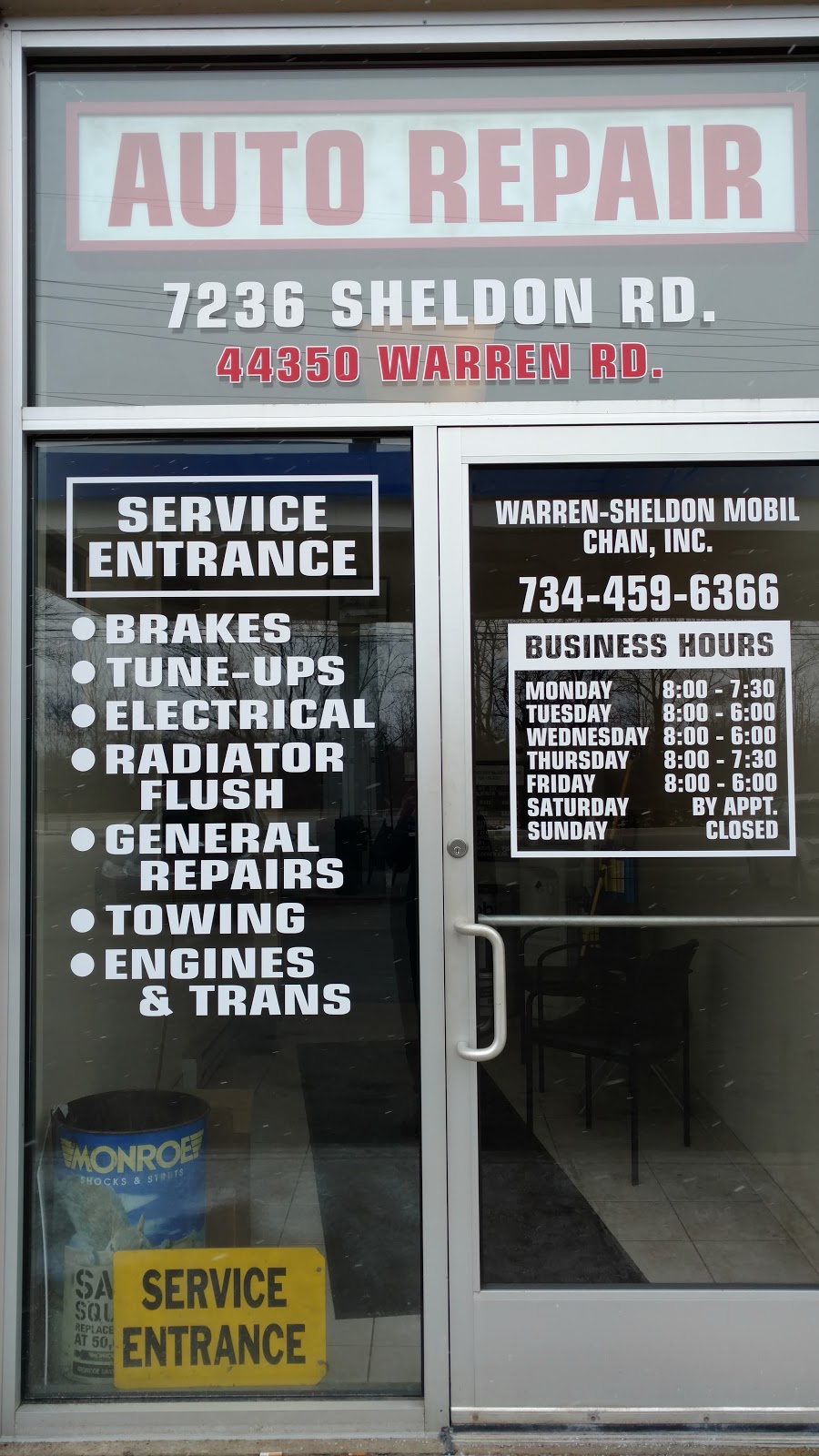 Warren Sheldon Mobil Auto Repair | 7236 Sheldon Rd, Canton, MI 48187, USA | Phone: (734) 459-6366