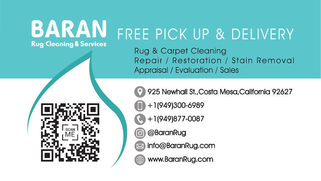 Baran Rug Cleaning & Services | 925 Newhall St, Costa Mesa, CA 92627 | Phone: (949) 300-6989