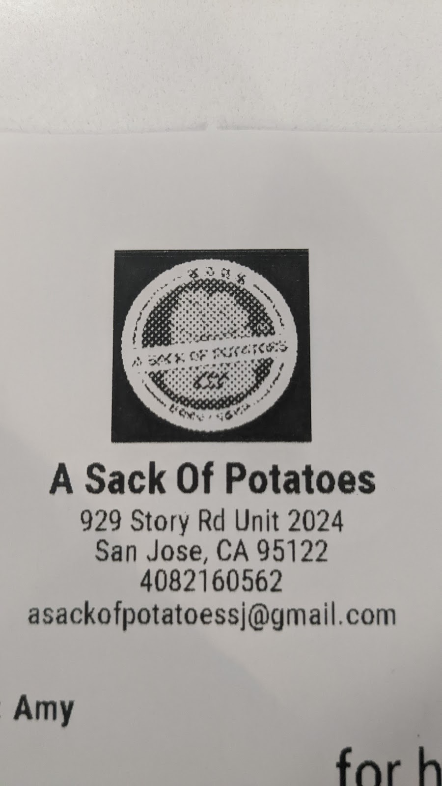 A Sack Of Potatoes | 929 Story Rd #2024, San Jose, CA 95122 | Phone: (415) 902-5666