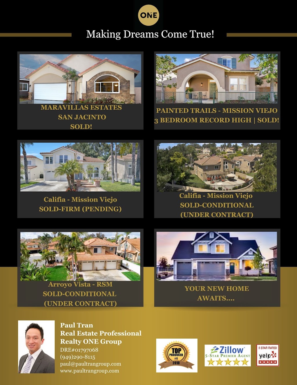 Paul Tran Group | Realty ONE Group West "Serving ALL Major Counties!" | 23811 Aliso Creek Rd Suite#170, Laguna Niguel, CA 92677, USA | Phone: (949) 290-8115
