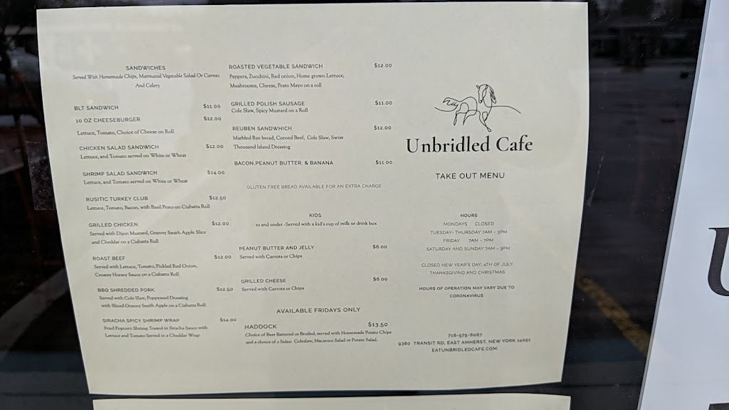 Unbridled Cafe | 9392 Transit Rd, East Amherst, NY 14051, USA | Phone: (716) 575-6067