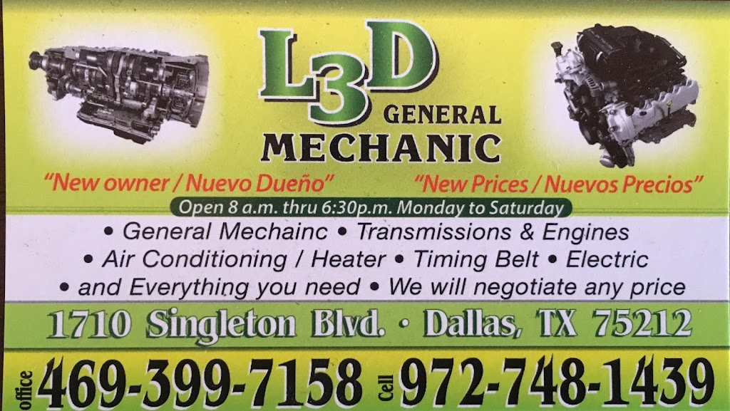 L3D General Mechanic | 1710 Singleton Blvd, Dallas, TX 75212, USA | Phone: (469) 399-7158