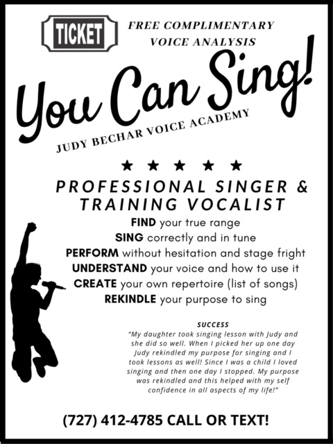 Judy Bechar You CAN sing! | 1344 Lotus Dr S, Dunedin, FL 34698, USA | Phone: (727) 412-4785