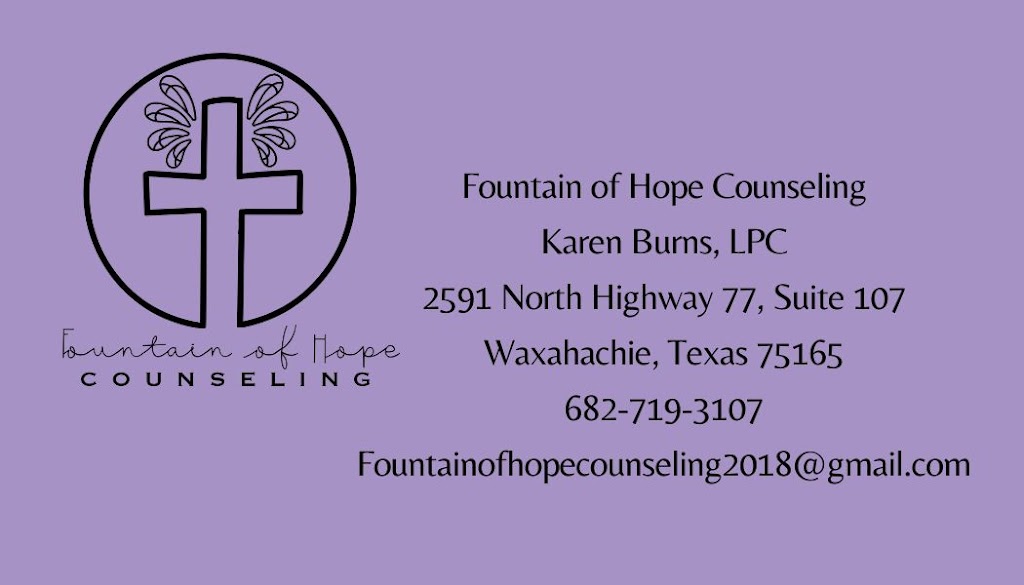 Fountain Of Hope Counseling | 2591 N Hwy 77 #107, Waxahachie, TX 75165, USA | Phone: (682) 719-3107