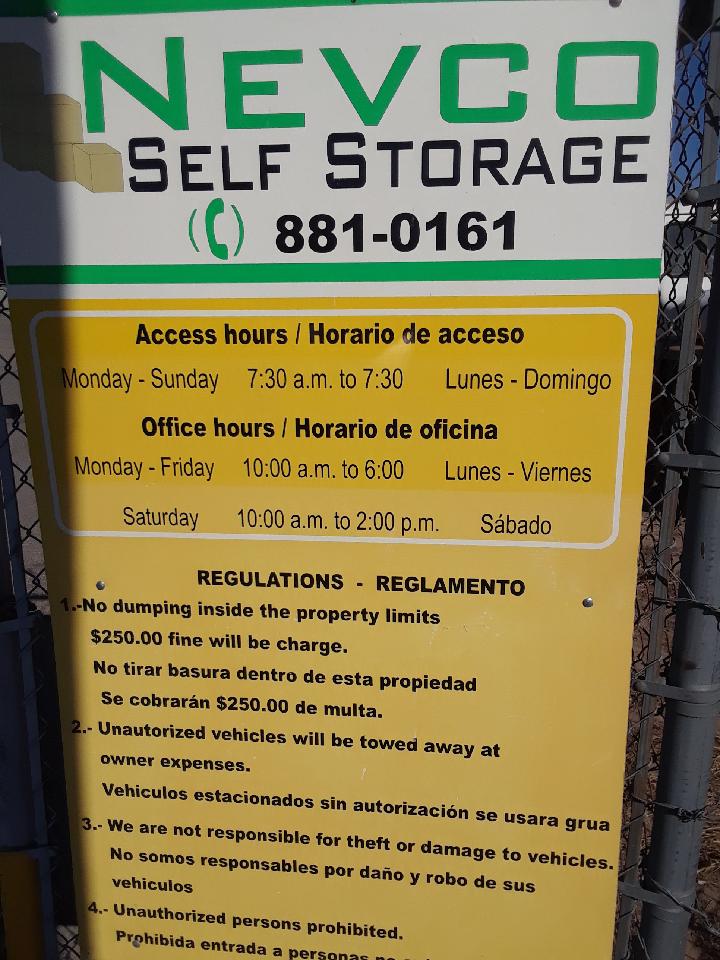 Nevco Self Storage LLC | 200 Malaga Pl, El Paso, TX 79905, USA | Phone: (915) 881-0161