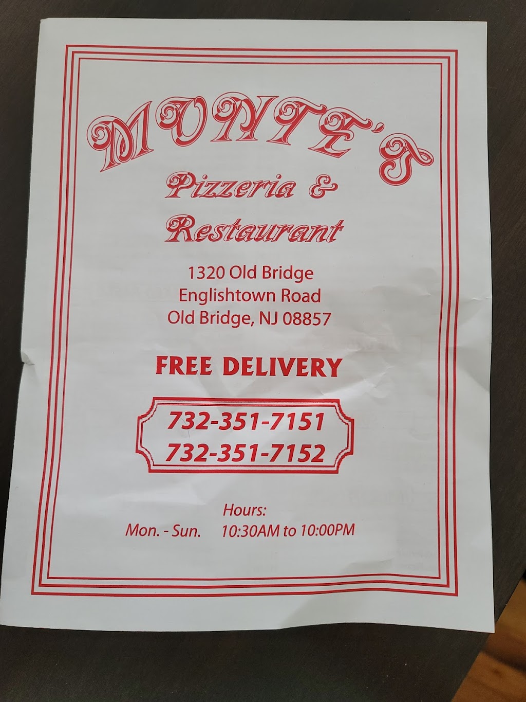 Montes Pizza | 1320 Old Bridge-Englishtown Rd, Old Bridge, NJ 08857, USA | Phone: (732) 351-7151