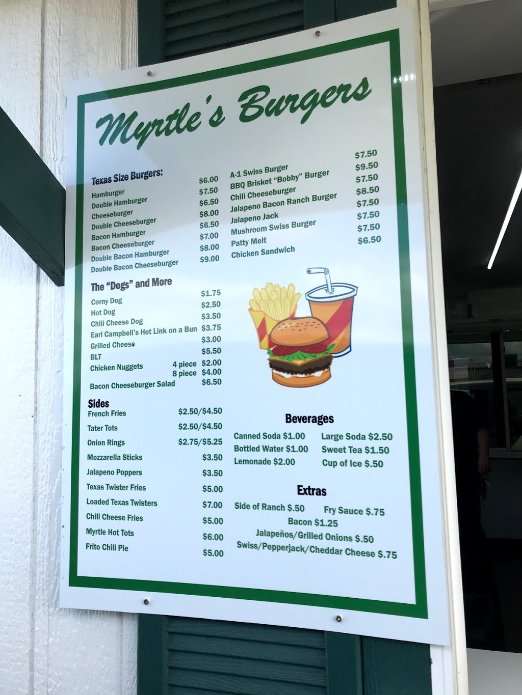 Myrtles Burgers | 4568 E, FM1187 # B, Burleson, TX 76028, USA | Phone: (817) 561-1836