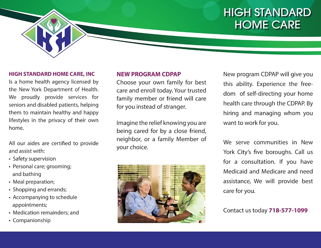 High Standard Home Care, Inc | 103 Quentin Rd unit g1-2, Brooklyn, NY 11223, USA | Phone: (718) 577-1099