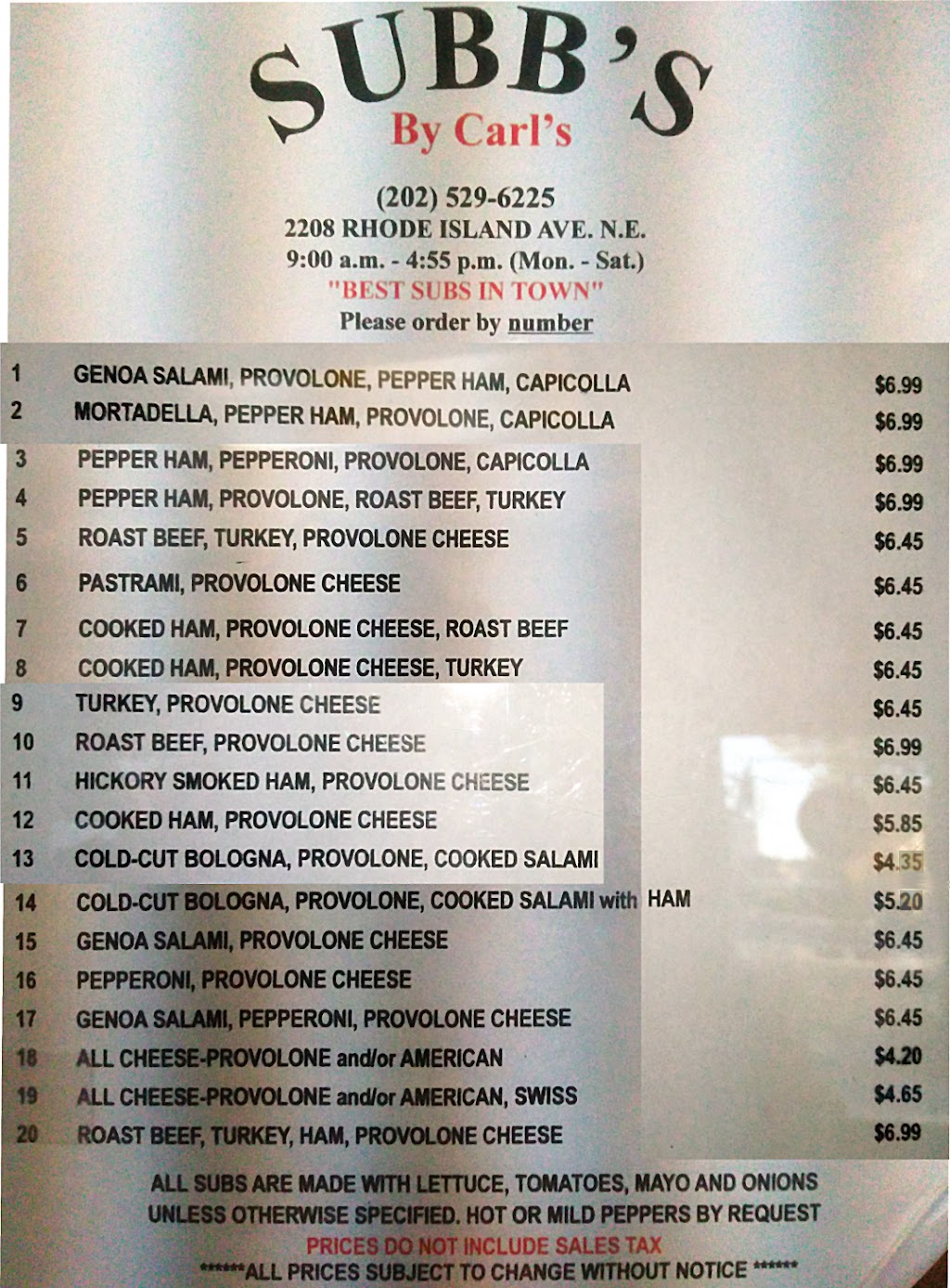 Carls Subs (Cash Only) | 2208 Rhode Island Ave NE, Washington, DC 20018, USA | Phone: (202) 529-6225