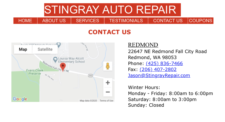 Stingray Auto Repair | 22647 Redmond-Fall City Rd NE, Redmond, WA 98053, USA | Phone: (425) 836-7466