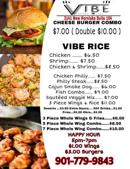 Vibe Lounge and Grill | 3141 New Horn Lake Rd #104, Memphis, TN 38109, USA | Phone: (901) 779-9843