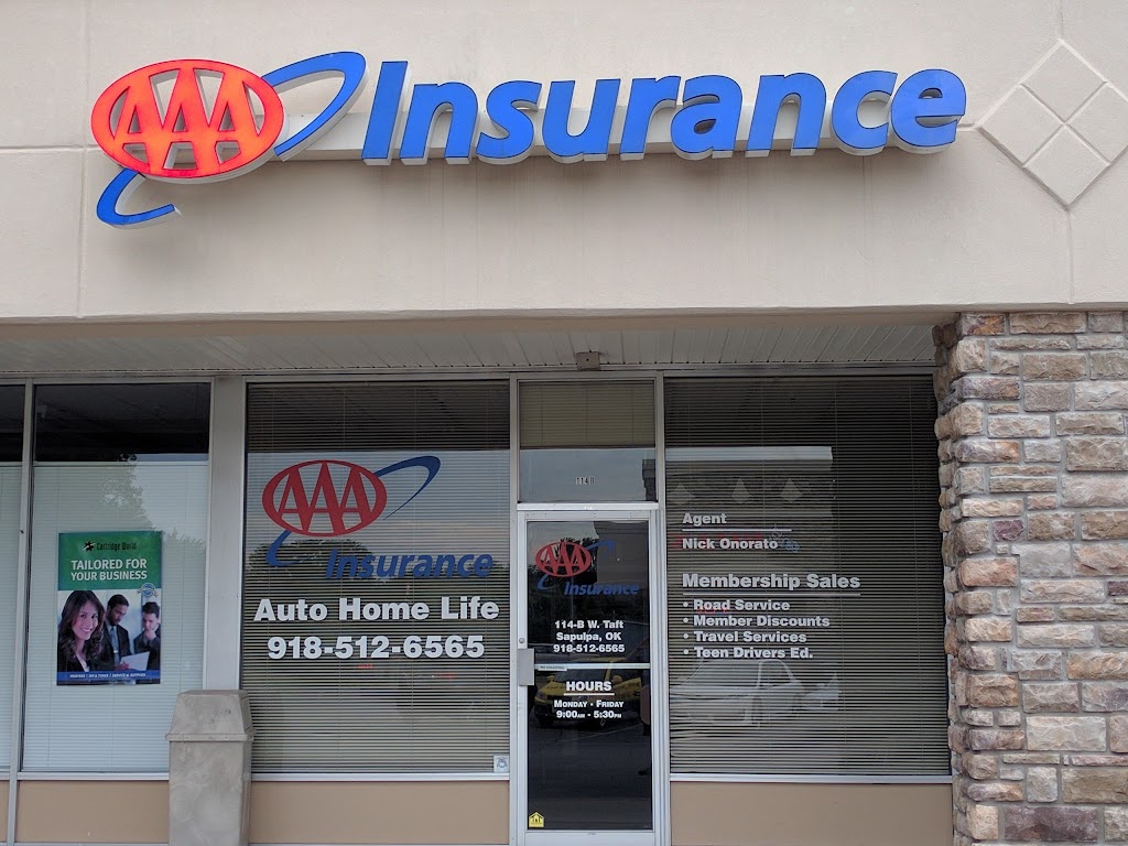 AAA Insurance - Nick Onorato | 114 W Taft Ave #B, Sapulpa, OK 74066 | Phone: (918) 512-6565