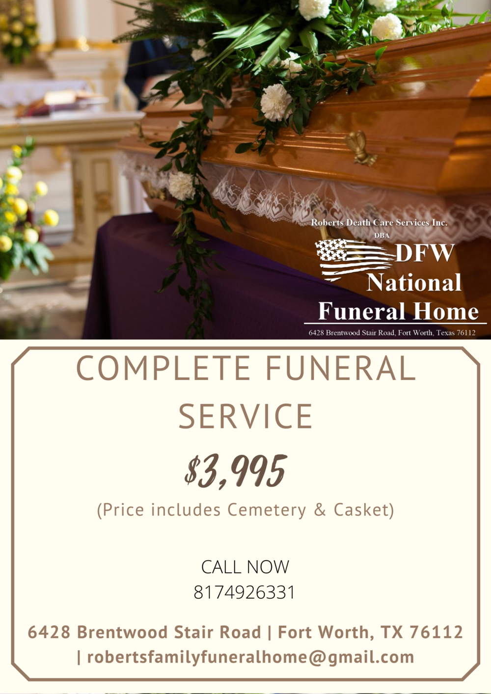 DFW Arlington National Funeral Home | 6428 Brentwood Stair Rd, Fort Worth, TX 76112, USA | Phone: (682) 213-2213