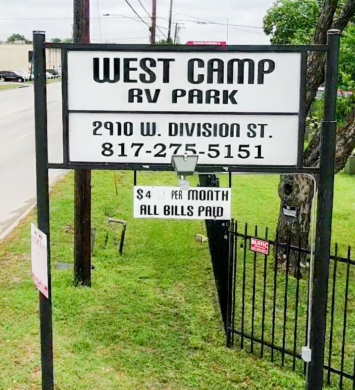 West Camp RV Park | 2910 W Division St, Arlington, TX 76012, USA | Phone: (817) 275-5151