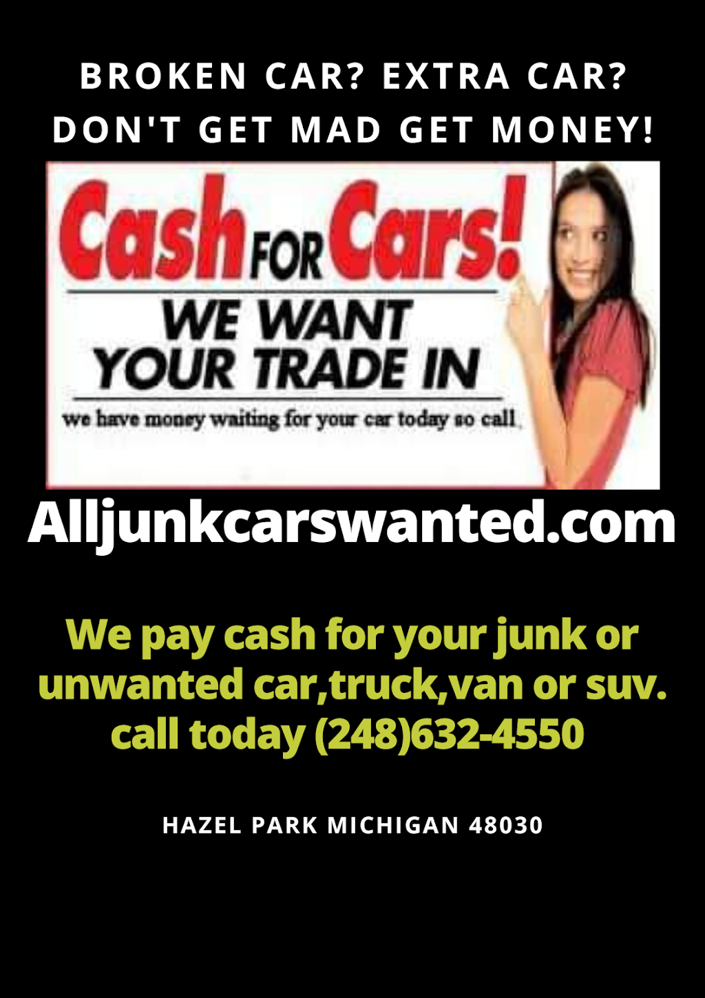 All Junk Cars Wanted .com | 83 W Evelyn Ave, Hazel Park, MI 48030, USA | Phone: (248) 632-4550