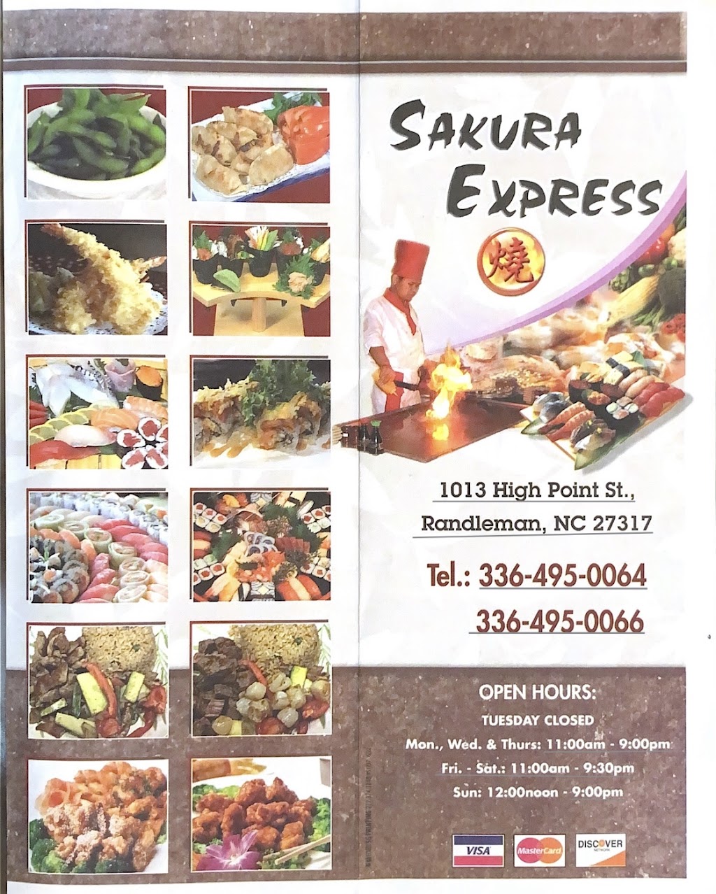 Sakura Express | 1013 High Point St, Randleman, NC 27317, USA | Phone: (336) 495-0064