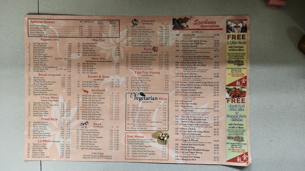 Golden Dragon chinese takeout | 440 Eden Cir, Bear, DE 19701, USA | Phone: (302) 832-2282