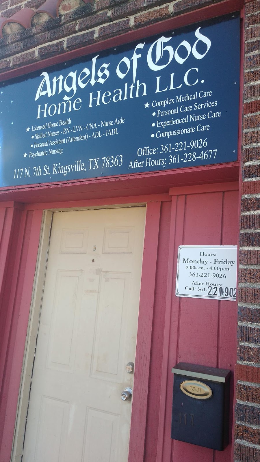 Angels Of God Home Health, LLC | 1632 E Santa Gertrudis St Unit A, Kingsville, TX 78363, USA | Phone: (361) 221-9026