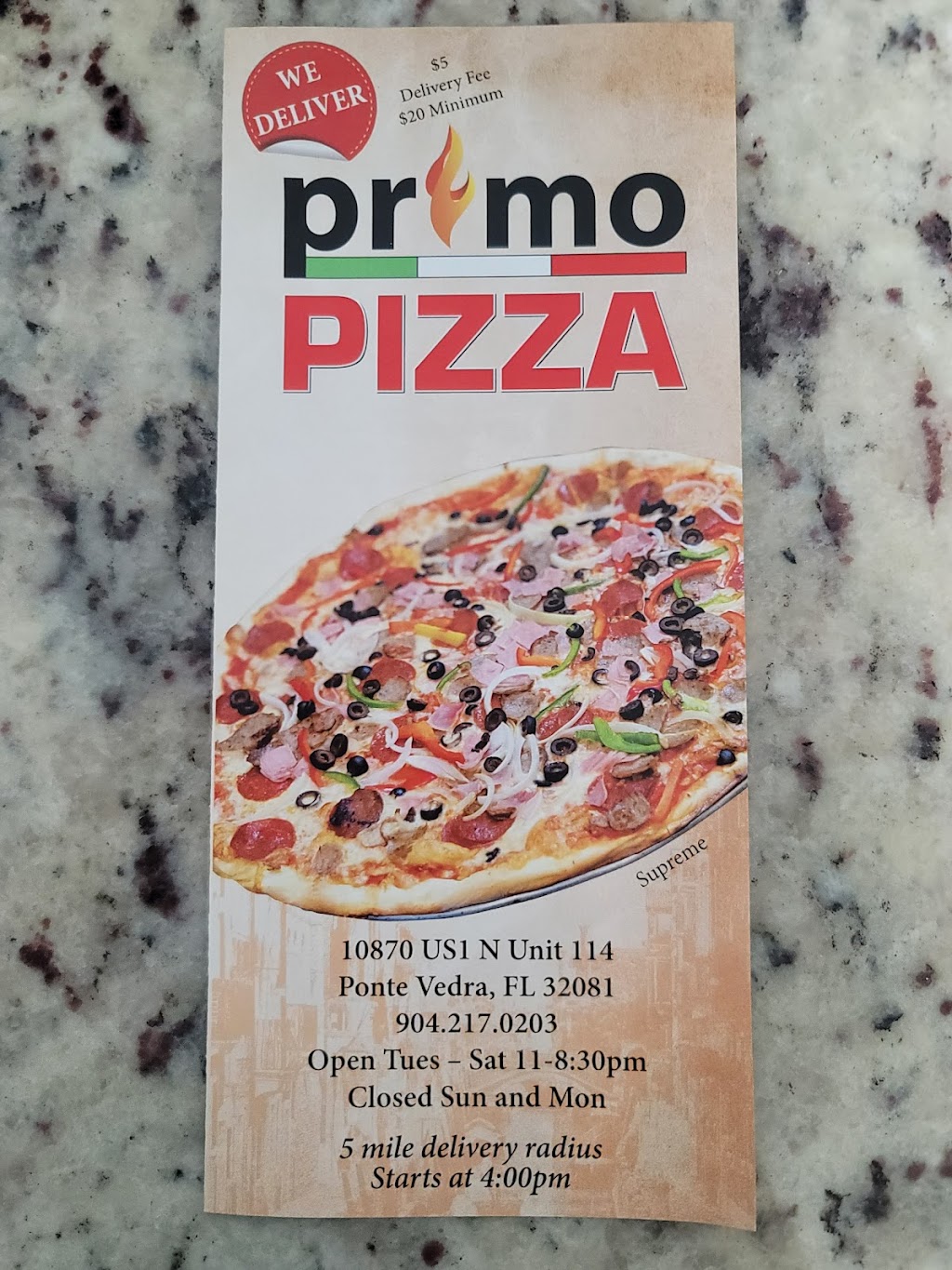 Primo Pizza | 10870 US-1 #114, Ponte Vedra Beach, FL 32081, USA | Phone: (904) 217-0203