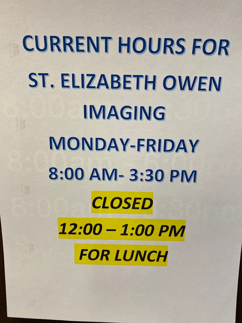 St. Elizabeth Owen: Imaging | 120 Progress Way, Owenton, KY 40359, USA | Phone: (502) 484-4600