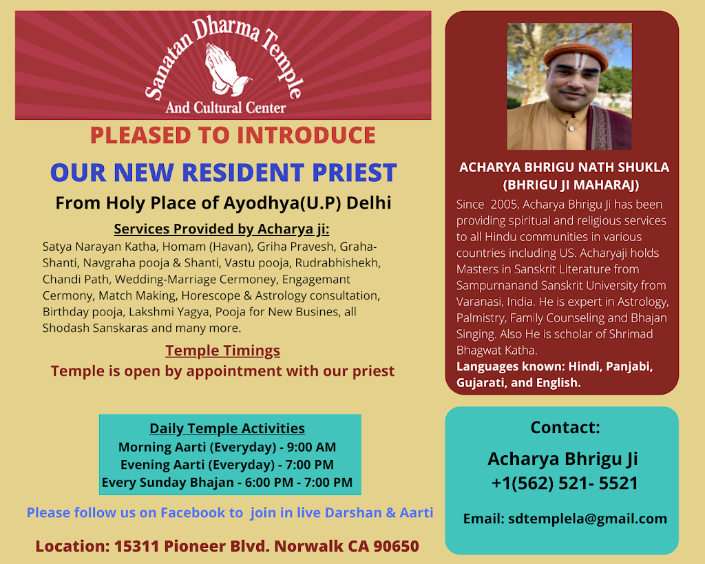 Acharya Bhrigu Nath Shukla (Indian Hindu Priest) | 15311 Pioneer Blvd, Norwalk, CA 90650 | Phone: (562) 521-5521