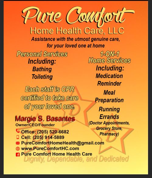 Pure Comfort Home Healthcare, LLC | 500 Southland Dr #203, Hoover, AL 35226, USA | Phone: (205) 520-6682