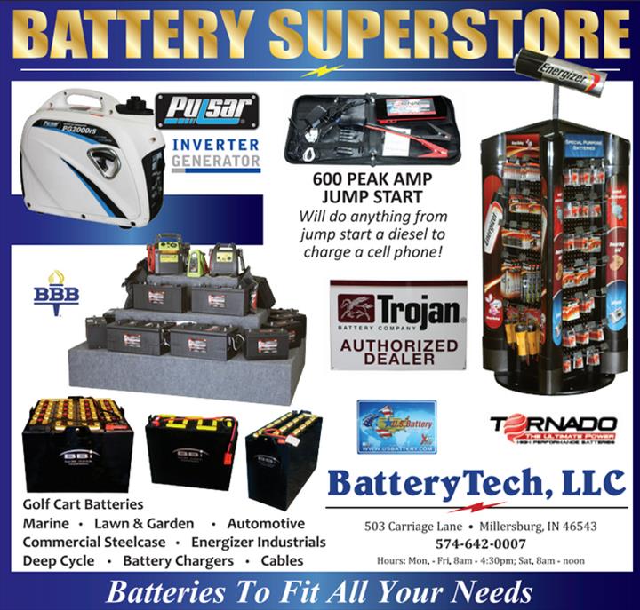 BatteryTech, L.L.C. | 503 Carriage Ln, Millersburg, IN 46543 | Phone: (574) 642-0007