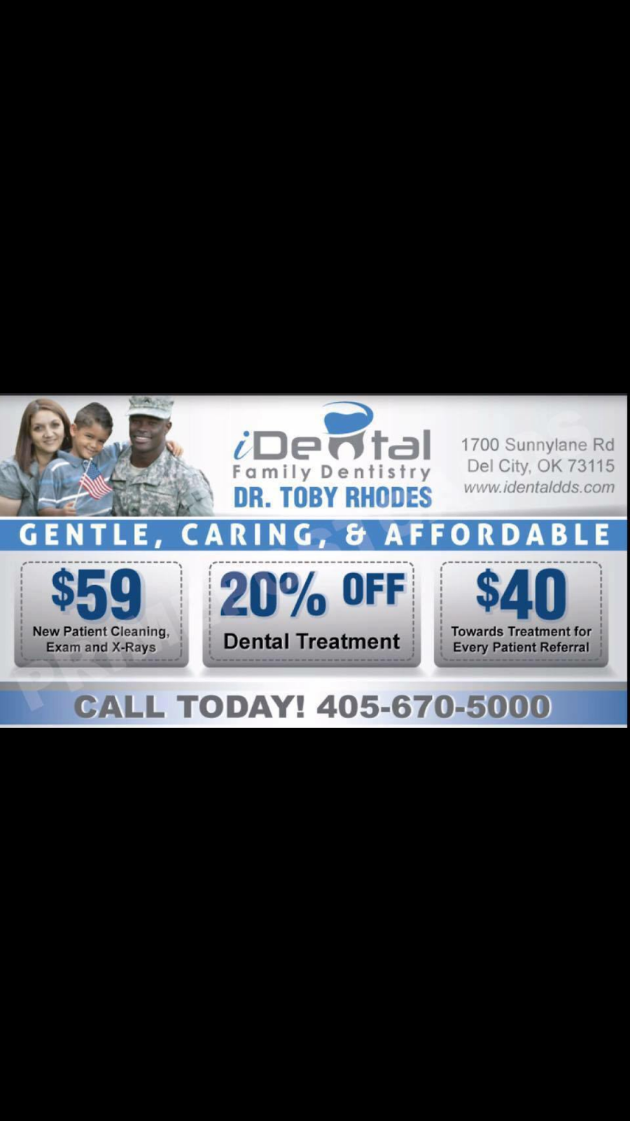 iDental Family Dentistry-- Dr. Toby Rhodes | 1700 S Sunnylane Rd, Oklahoma City, OK 73115, USA | Phone: (405) 670-5000