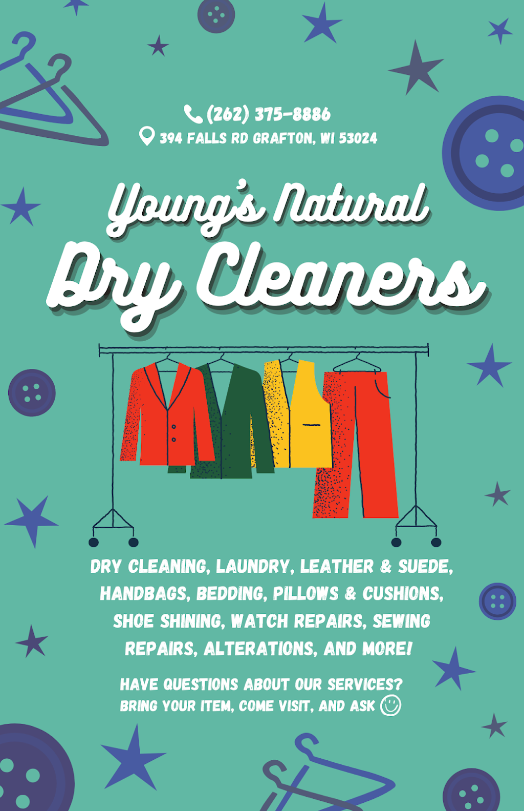 Youngs Natural Dry Cleaners (Formerly “Ha’s Cleaners”) | 394 Falls Rd, Grafton, WI 53024, USA | Phone: (262) 375-8886