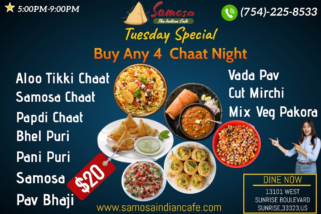 Samosa - The Indian Cafe | 13101 W Sunrise Blvd, Sunrise, FL 33323, USA | Phone: (754) 225-8533