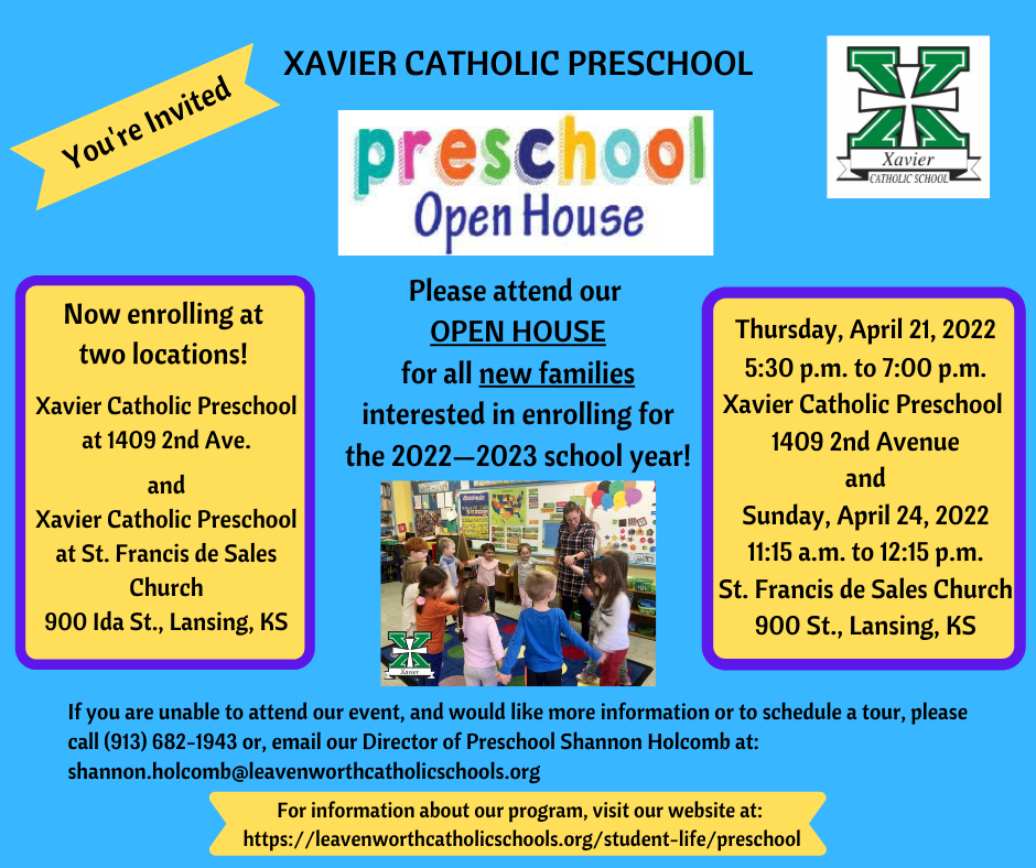 Xavier Catholic Preschool | 1409 2nd Ave, Leavenworth, KS 66048 | Phone: (913) 682-1943