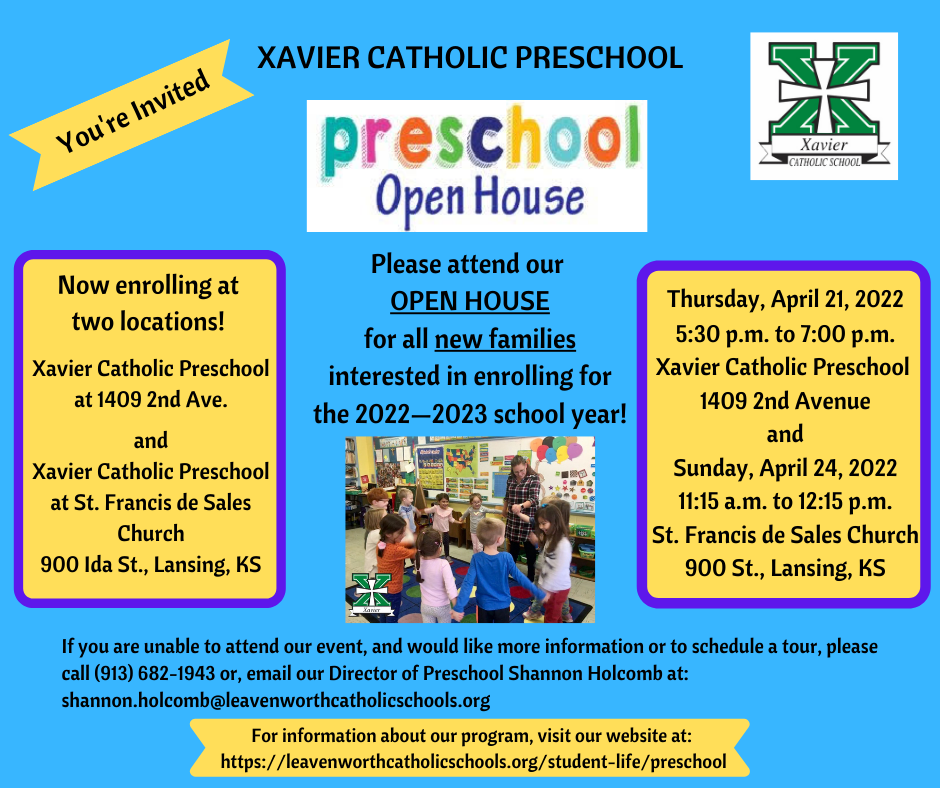 Xavier Catholic Preschool | 1409 2nd Ave, Leavenworth, KS 66048, USA | Phone: (913) 682-1943