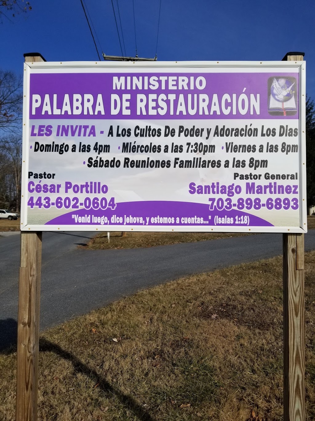 Ministerios palabra de Restauracion | 25 E Chestnut Hill Ln, Reisterstown, MD 21136, USA | Phone: (443) 602-0604