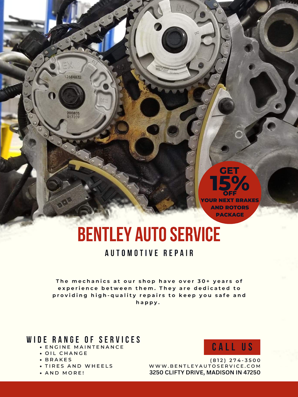 Bentley Auto Service | 3250 Clifty Dr, Madison, IN 47250, USA | Phone: (812) 274-3500