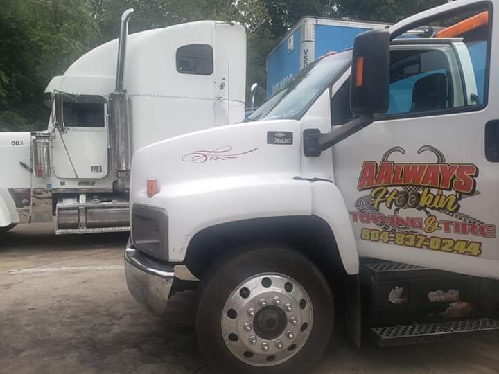 AAlways Hookin Towing & Tire LLC | 1300 Cross County Rd, Mineral, VA 23117, USA | Phone: (804) 598-4665