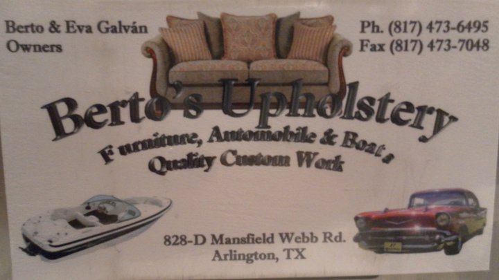 Bertos Upholstery Shop | 225 Bluebonnet Dr, Burleson, TX 76028, USA | Phone: (817) 473-6495