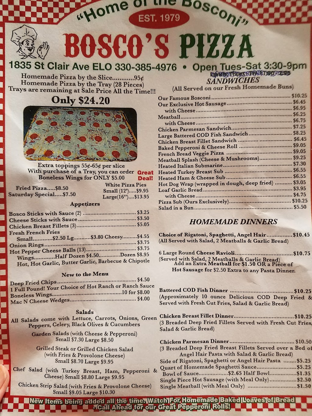 Boscos Pizza | 1835 St Clair Ave, East Liverpool, OH 43920, USA | Phone: (330) 385-4976