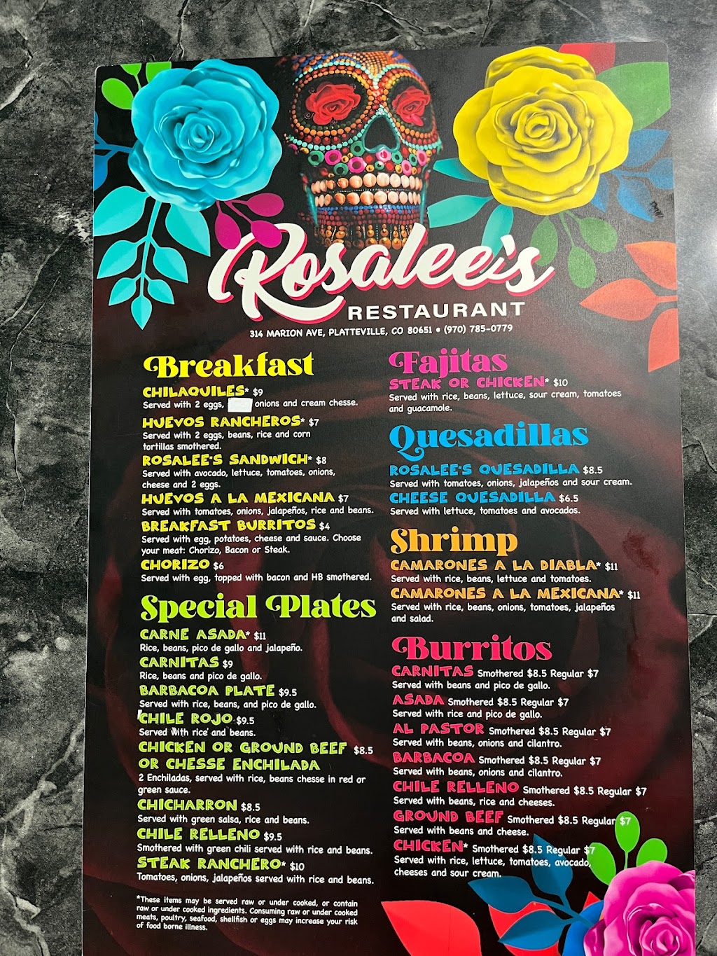 Rosalees Restaurant | 314 Marion Ave, Platteville, CO 80651 | Phone: (970) 785-1149