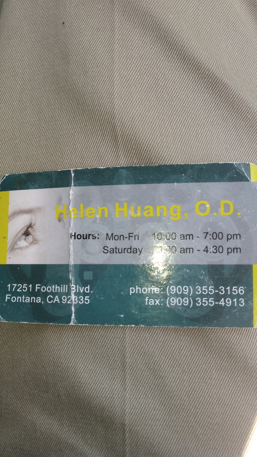Helen Huang, OD | 17251 Foothill Blvd, Fontana, CA 92335, USA | Phone: (909) 355-3156