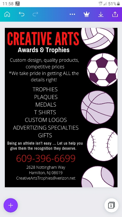 Creative Arts Awards & Trophies | 2628 Nottingham Way, Mercerville, NJ 08619, USA | Phone: (609) 396-6699