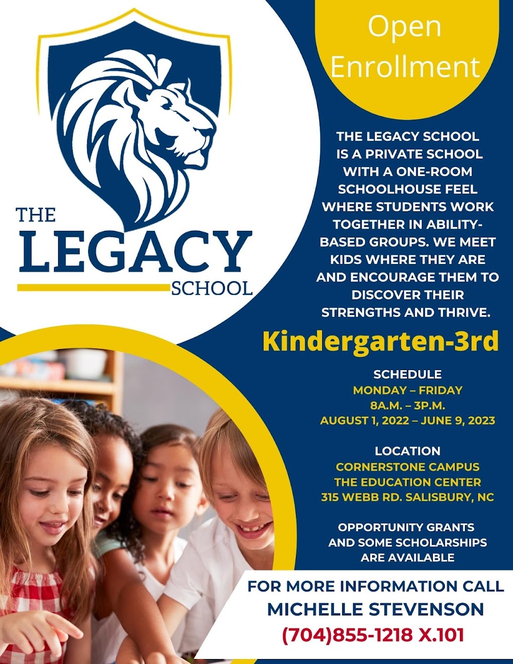 The Legacy School | 315 Webb Rd, Salisbury, NC 28147, USA | Phone: (704) 855-1218